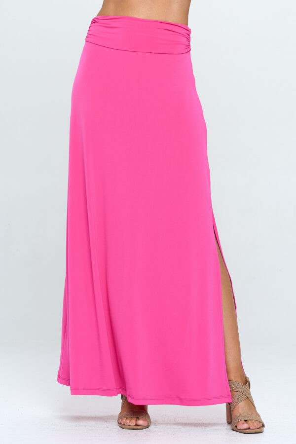 Solid Maxi Skirt with Slit