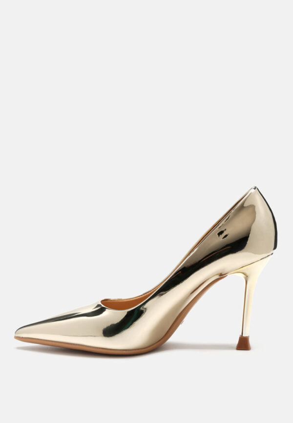 poudre metallic patent faux leather pumps - Image 3