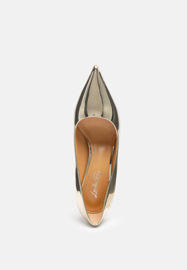 poudre metallic patent faux leather pumps - Image 4