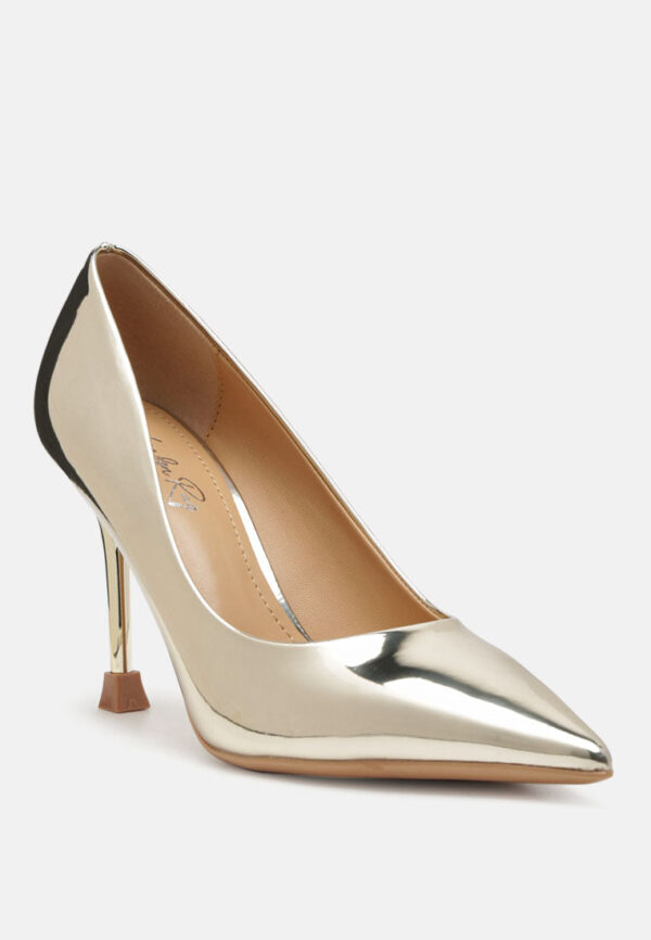 poudre metallic patent faux leather pumps - Image 2