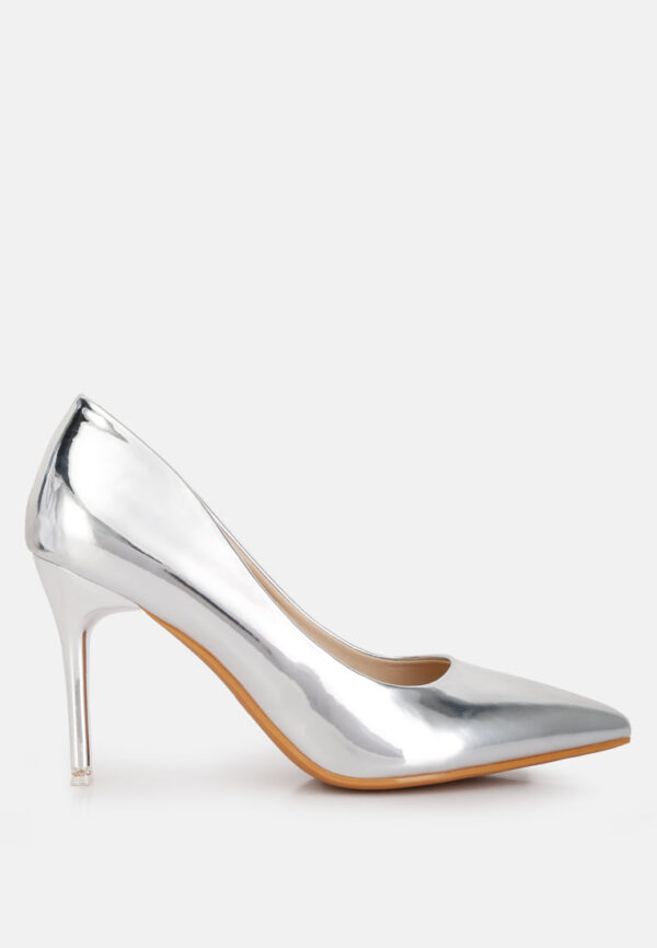 poudre metallic patent faux leather pumps - Image 8