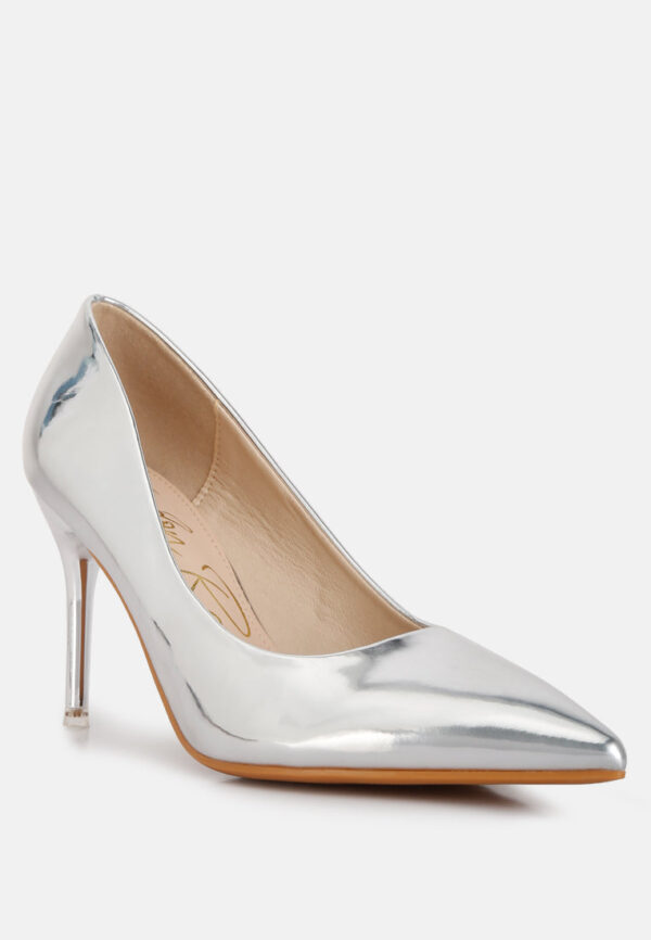 poudre metallic patent faux leather pumps - Image 6