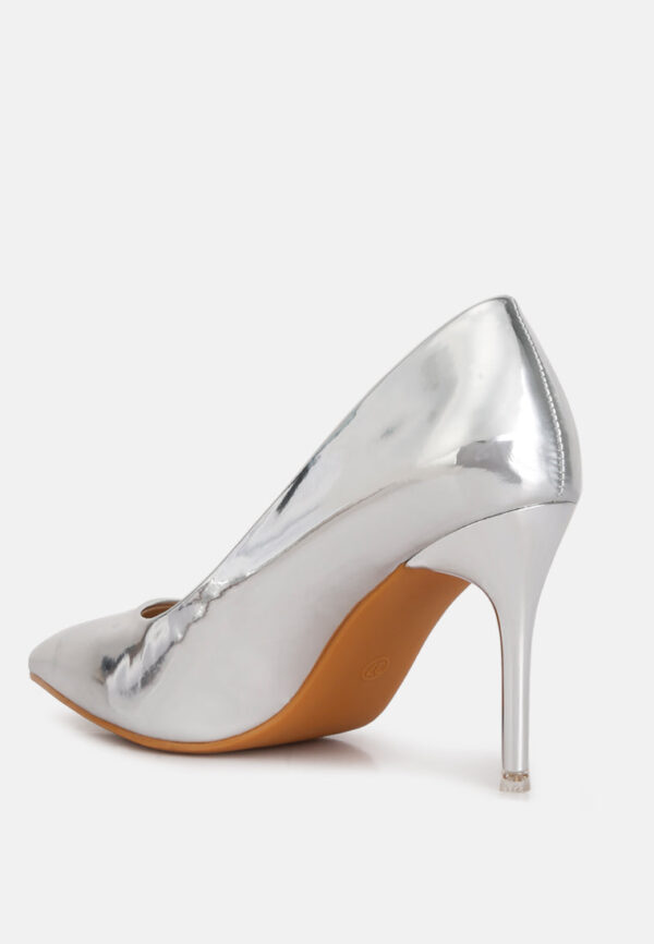 poudre metallic patent faux leather pumps - Image 7