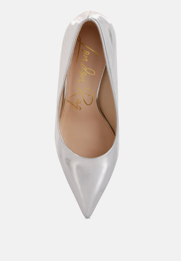 poudre metallic patent faux leather pumps - Image 9