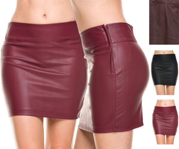 Women Real Lambskin Leather Mini Skirt WS030