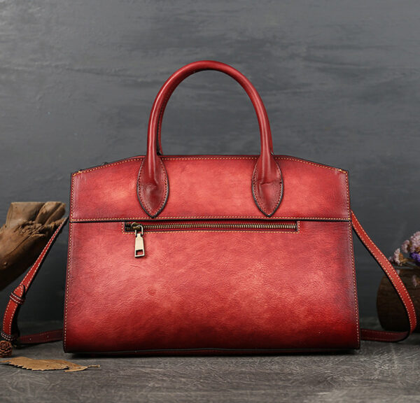 Womens Vintage Leather Top Handle Satchel Bags - Image 9