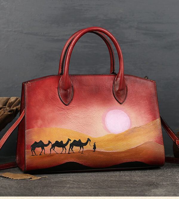 Womens Vintage Leather Top Handle Satchel Bags - Image 7